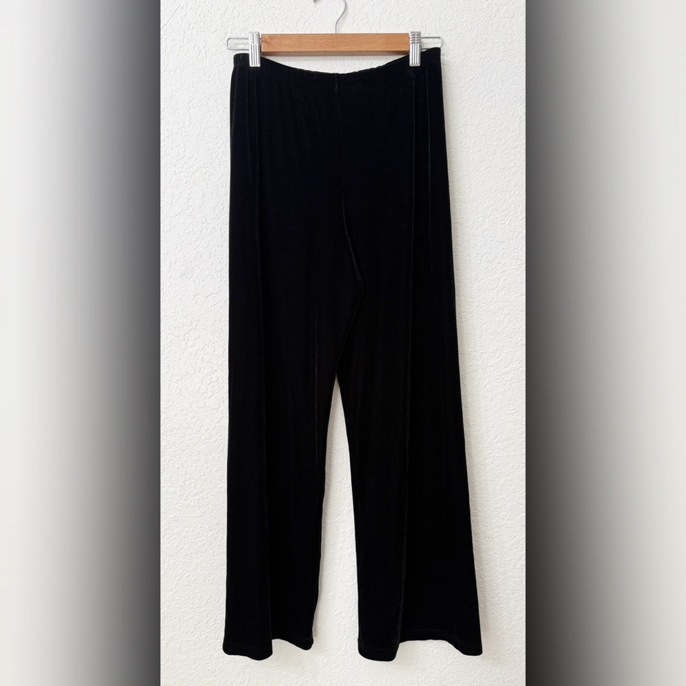 Sno Skins Black Velvet Velour Wide Leg Pants Womens Large Elastic Waist